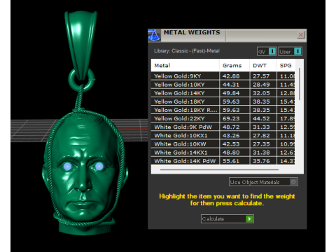 Gold head pendant Modelo de Impressão 3D