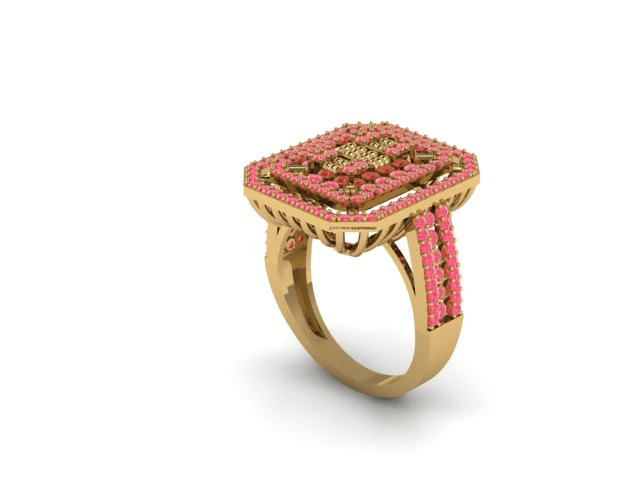 Pink gemstone ring 3D Print Model .c4d .max .obj .3ds .fbx .stl .blend 