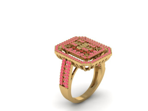 Cincin batu permata merah muda Model Cetak 3D