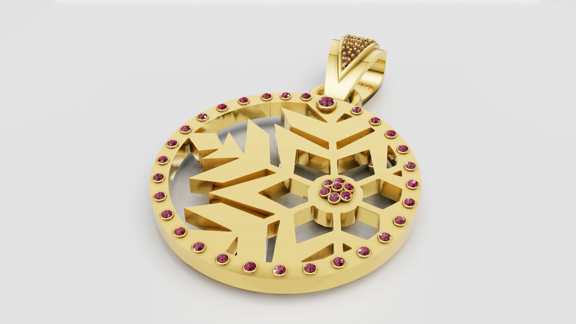 Snowflake Pendant 3D Print Model .c4d .max .obj .3ds .fbx .stl .blend 