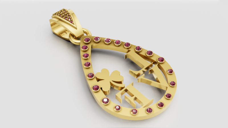 Gold Teardrop Pendant 3D-printmodel .c4d .max .obj .3ds .fbx .stl .blend