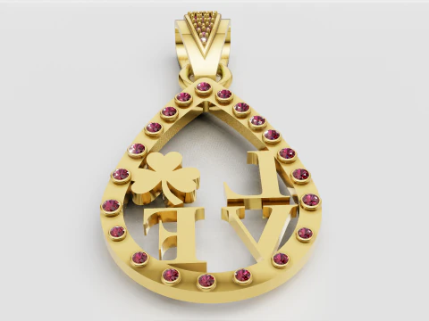 Gold Teardrop Pendant 3D Print Model