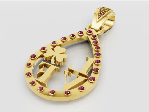 Gold Teardrop Pendant 3D Print Model