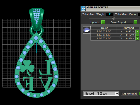 Gold Teardrop Pendant 3D-printmodel