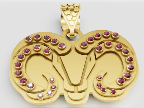 Pingente de cabe&ccedil;a de carneiro Modelo de Impressão 3D