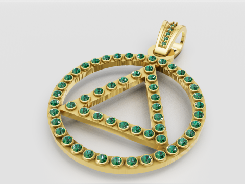 Triangle Circle Pendant 3D Print Model