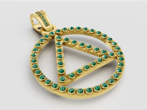 Triangle Circle Pendant 3D Print Model