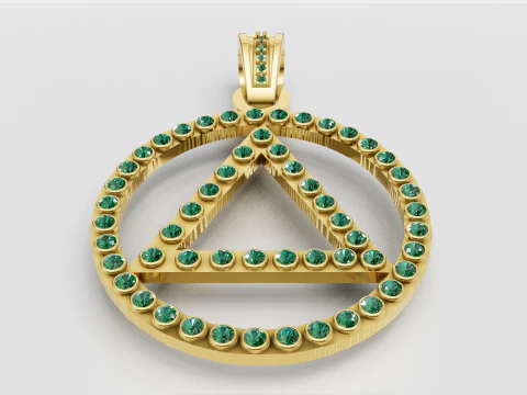 Triangle Circle Pendant 3D Print Model