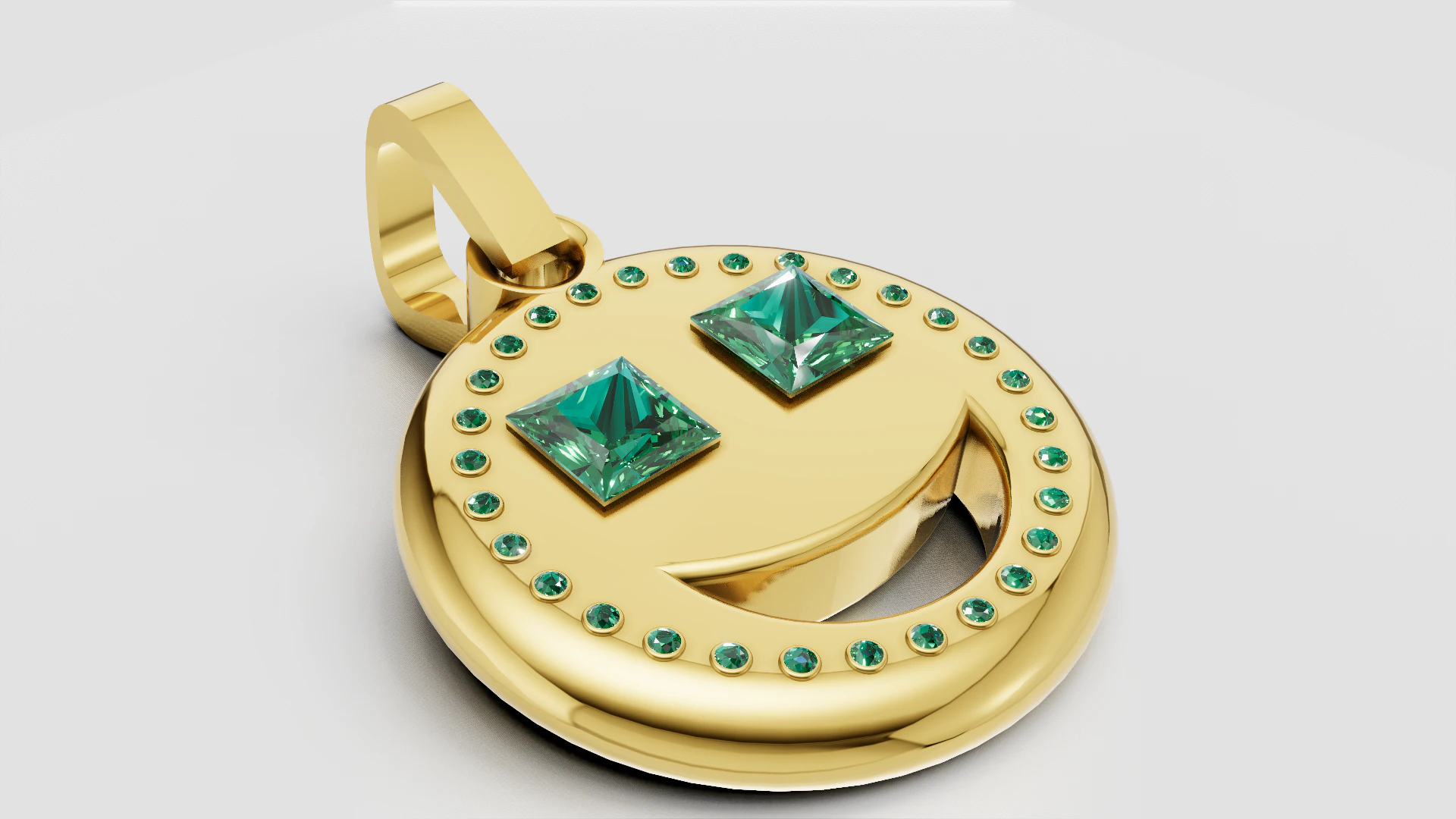 Smiley Face Pendant 3D Print Model .c4d .max .obj .3ds .fbx .stl .blend