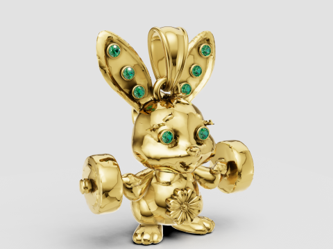 Bunny Pendant 3D Print Model