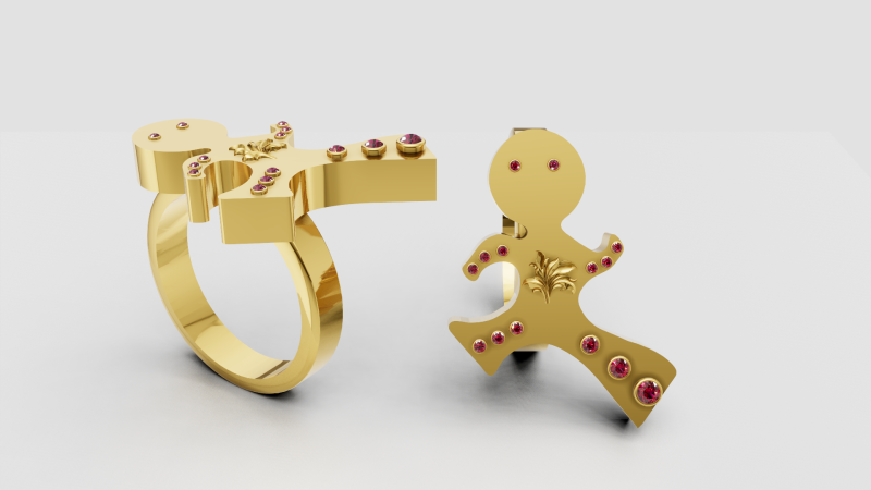 Stick Figure Ring 3D 打印模型 .c4d .max .obj .3ds .fbx .stl .blend