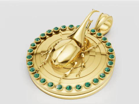 Rhinoceros Beetle Pendant 3D Print Model