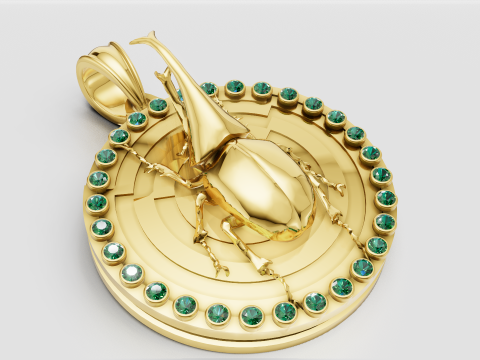 Rhinoceros Beetle Pendant 3Dプリントモデル