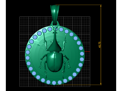 Rhinoceros Beetle Pendant 3Dプリントモデル