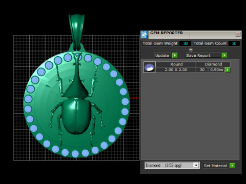 Rhinoceros Beetle Pendant 3Dプリントモデル