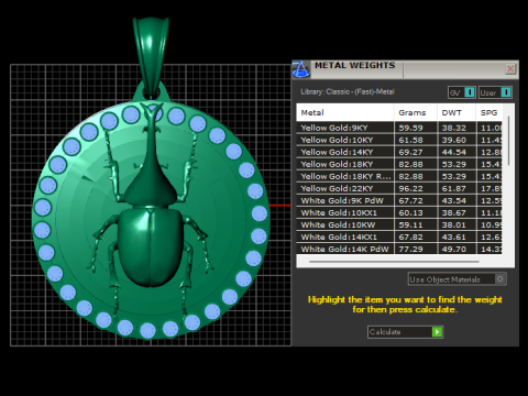 Rhinoceros Beetle Pendant 3Dプリントモデル