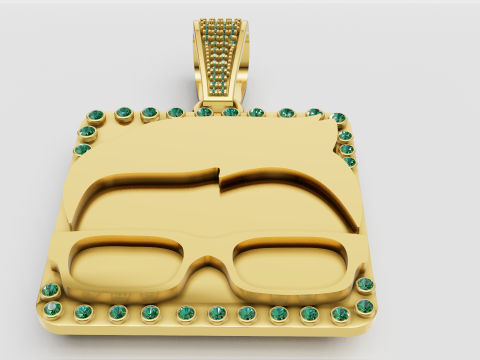 Iconic gold square pendant Modèles 3D en vedette