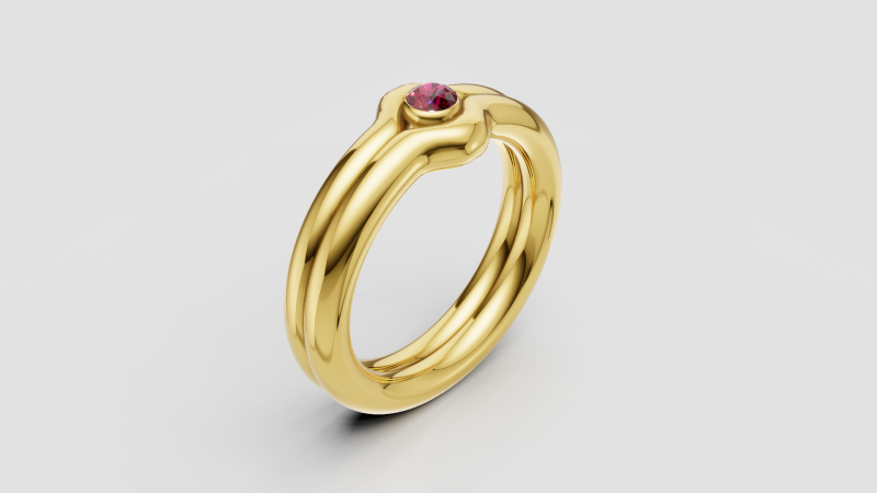 优雅的粉色宝石戒指 3D 打印模型 .c4d .max .obj .3ds .fbx .stl .blend 