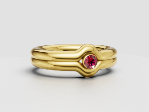优雅的粉色宝石戒指 3D 打印模型