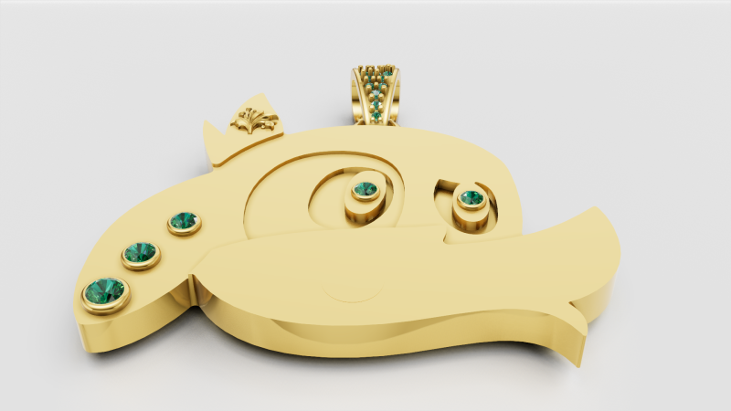 Стилізований золотий кулон 3D Принт Модель .c4d .max .obj .3ds .fbx .stl .blend 