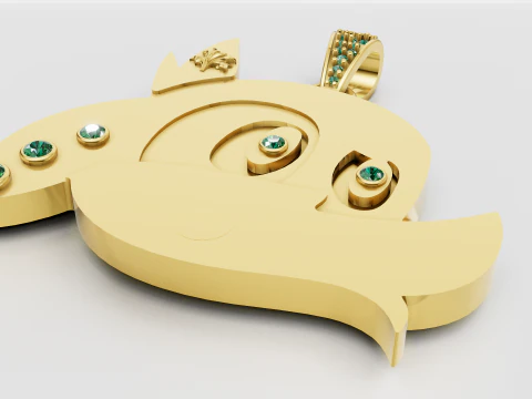 Stylized gold pendant 3D Print Model