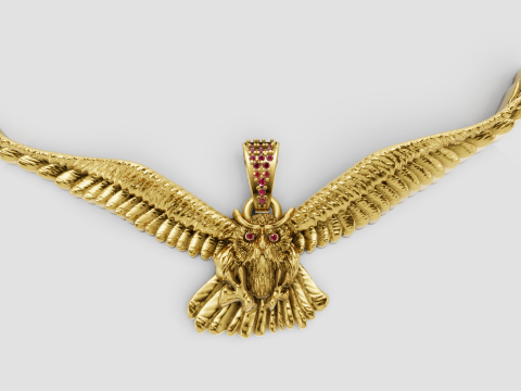 Gold owl jewelry Modello di stampa 3D