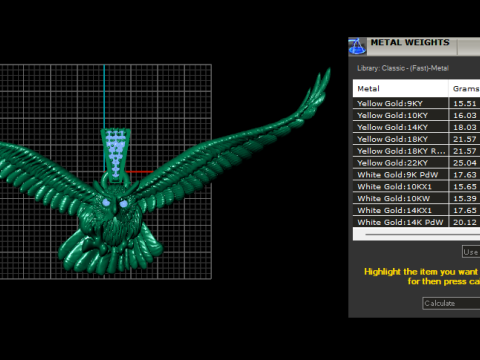 Gold owl jewelry Modello di stampa 3D