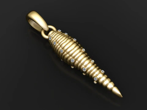 Фактурный кулон с драгоценным камнем 3D Принт Модель