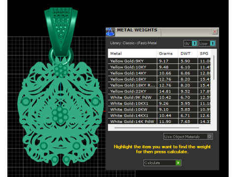 Liontin Pita Emas Model Cetak 3D