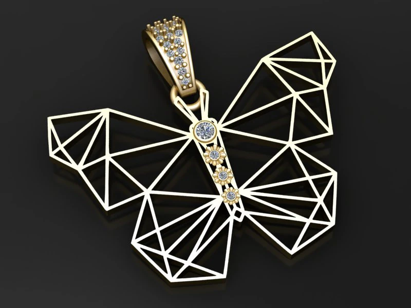 Butterfly Pendant 3D Print Model .c4d .max .obj .3ds .fbx .stl .blend