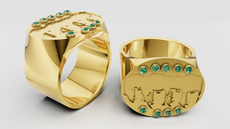 Faces gold Ring 3D 프린트 모델 .c4d .max .obj .3ds .fbx .stl .blend