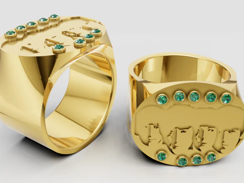 Anello in oro con volti Modello di stampa 3D