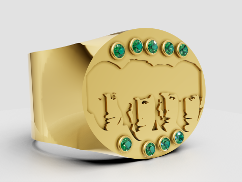 Faces gold Ring 3D 프린트 모델