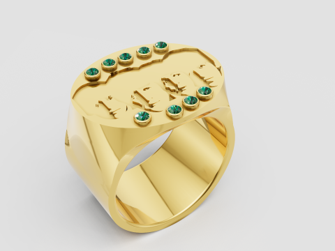 Faces gold Ring 3D 프린트 모델
