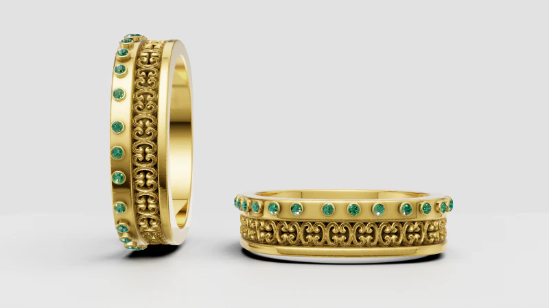 Cincin Terinspirasi Vintage Model Cetak 3D .c4d .max .obj .3ds .fbx .stl .blend