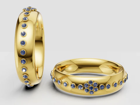 Grey Gemstone Ring 3D Print Model