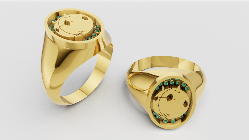 Green Gemstone Ring 3D 打印模型 .c4d .max .obj .3ds .fbx .stl .blend 