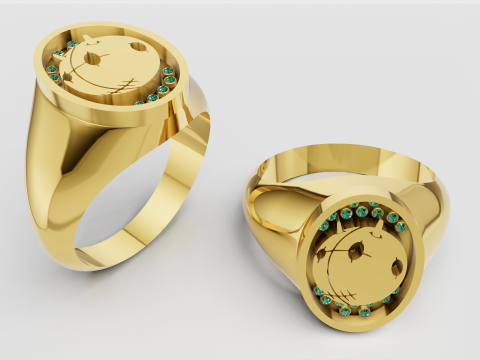 Green Gemstone Ring 3D Print Model