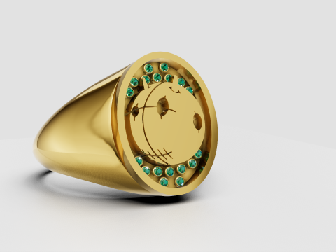 Green Gemstone Ring 3D 打印模型