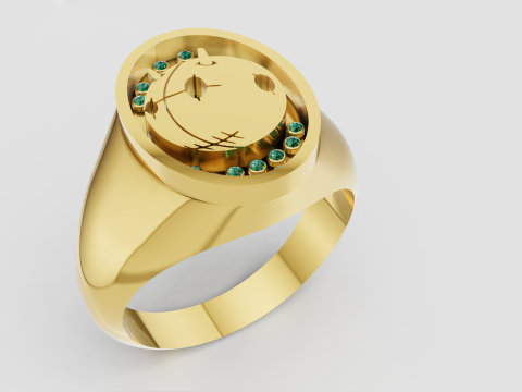 Green Gemstone Ring 3D 打印模型