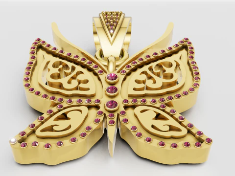 Pingente Borboleta Dourado Modelo de Impressão 3D