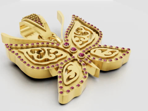 Butterfly Gold Pendant 3D Print Model