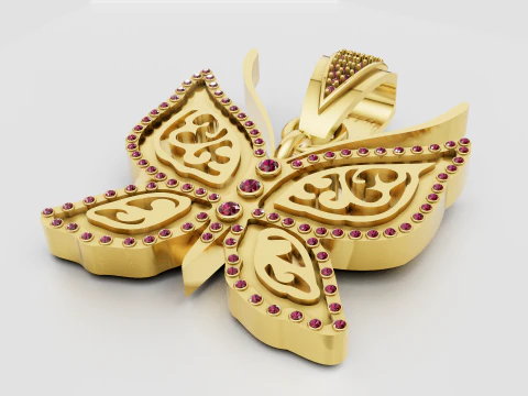 Butterfly Gold Pendant 3D Print Model