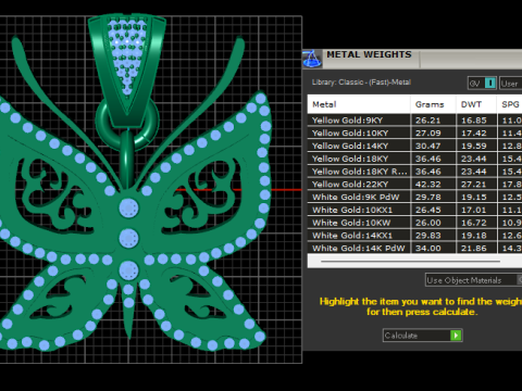 Butterfly Gold Pendant 3D प्रिंट मॉडल