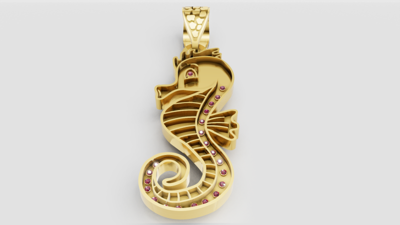 Seahorse pendant 3D-printmodel .c4d .max .obj .3ds .fbx .stl .blend