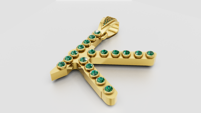 Gold initial charm 3D-Druckmodell .c4d .max .obj .3ds .fbx .stl .blend 