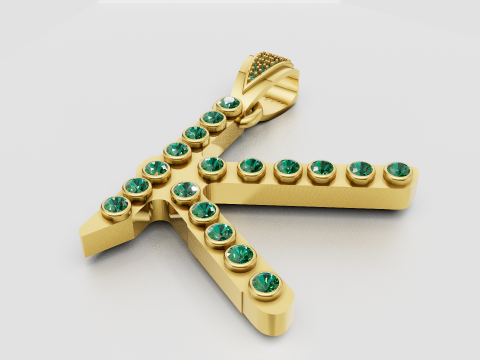 Gold initial charm 3D-Druckmodell