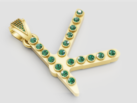Gold initial charm 3D-Druckmodell