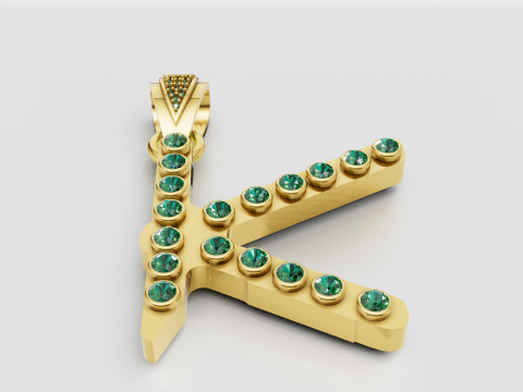Gold initial charm 3D-Druckmodell