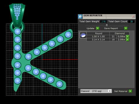 Gold initial charm 3D-Druckmodell